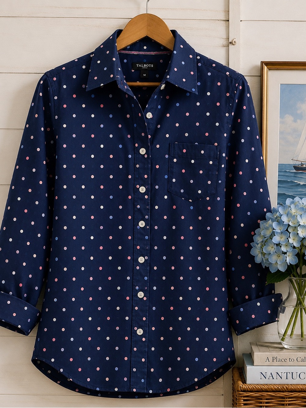 Talbots 2x Navy button down